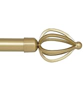 KNOBWELL Bay Window Curtain Rods Gold 22" to 48", 1 Inch Curtain Rod for 22"-47" Windows with Cag...