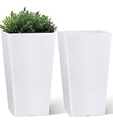 QCQHDU 21 inch Tall Taper Planters for Indoor & Outdoor Plants, 2 Pack Durable Plant Flower Tree ...