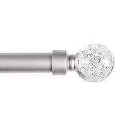 1 inch Curtain Rod with Bubble Glass Ball Finials, 48 to 86 inches, Drapery Pole for Window Treat...