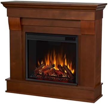 Real Flame Chateau 41” Electric Fireplace with Mantel for Living Room or Bedroom, Replaceable Fireplace Insert Heater, Realistic Log and Flame Effect, Remote Control, Timer