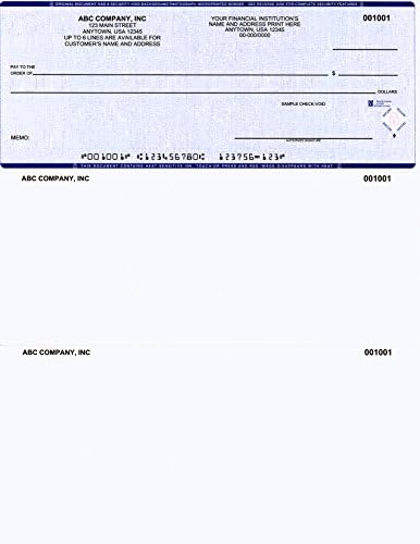 Computer Checks on Top - Custom Laser Business Checks Compatible with QB accounting software, Blue (100)