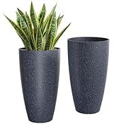 QCQHDU 21 inch Tall Planters for Indoor & Outdoor Plants, 2 Pack Sturdy Plant Flower Tree Pots fo...