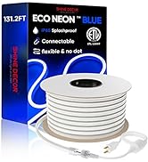 Shine Decor LED Neon Rope Lights 131.2FT/40M Blue Color, ETL-Listed Flexible Neon LED Strip Light...