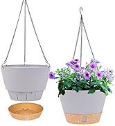 QCQHDU 2 Pack Hanging Planters, 10 inch Self Watering Pots for Indoor Plant Flower Pot Outdoor Ha...