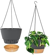 QCQHDU 2 Pack Hanging Planters, 10 inch Self Watering Pots for Indoor Plant Flower Pot Outdoor Ha...