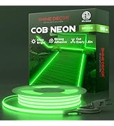 Shine Decor COB LED Neon Rope Light AC110-120V 50ft, 800lm Ultra Bright(Green), IP65 Waterproof E...