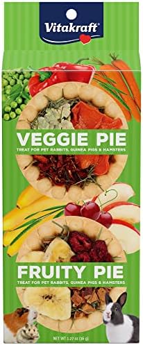 Vitakraft Veggie & Fruity Pie Treat for Pet Rabbits, Guinea Pigs, and Hamsters, 2 Pies,brown,24" x 50", 1.27 Ounce (Pack of 1)