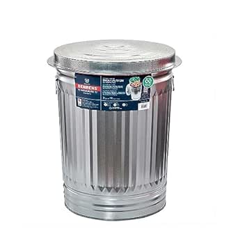 31-Gallon Galvanized Steel Trash Can - Trash can with lid - Galvanized Trash can with lid - Metal Trash can - Outdoor Garbage can with lid -Steel, Gray - Pre-Galvanized Trash Can with Lid Round.