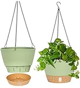 QCQHDU 2 Pack Hanging Planters, 10 inch Self Watering Pots for Indoor Plant Flower Pot Outdoor Ha...