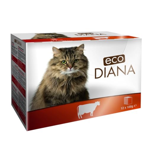 Eco Diana Healthy Cat Food (12 Pouches X 100G) Delicious Beef Chunks In Gravy, Full Of Nutrition- Multicolour