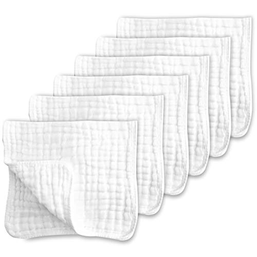 CottCare Muslin Burp Cotton Cloths for Baby (Pack of 6, White)