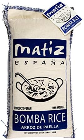 Matiz España Bomba Paella Rice from Spain (2.2 lbs.) Firm, Natural Spanish Grain | Round, Medium Short | Risotto and Arrow Negro | Gluten Free (2 bags)