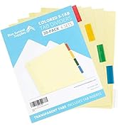 Blue Summit Supplies 5-Tab Binder Dividers, Manila Paper with Insertable Colored Plastic Tabs, Re...