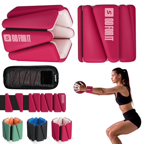 SPORTBIT Wrist & Ankle Weights for Women - Set of 2 (1lb Each), Silicone Surface, Adjustable Strap - Leg Weights, Wrist weights for Walking, Running, Yoga, Pilates, Dance, Aerobics, and More