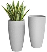 QCQHDU 21 inch Tall Planters for Indoor & Outdoor Plants, 2 Pack Sturdy Plant Flower Tree Pots Mo...