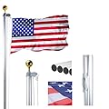 Voilamart Flagpole Telescopic 6 Sectional Fly 2 Flags, Outdoor Aluminum Flag Pole Kit with The American Flag, Great for Residential or Commercial