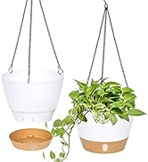 QCQHDU 2 Pack Hanging Planters, 10 inch Self Watering Pots for Indoor Plant Flower Pot Outdoor Ha...