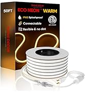 Shine Decor LED Neon Rope Lights Outdoor 50FT Cold-Resist, ETL-Listed Connectable Flexible Neon S...