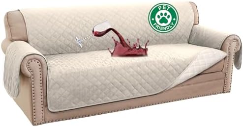 Turquoize 100% Waterproof Sofa Covers Couch Cover Sofa Cover for Dogs Couch Protector Triple Non-Slip Sofa Slipcover for 3 Cushion Couch Furniture Protector for Pets, Kids,Dog (Sofa 70", Ivory)