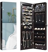 Giantex Wall Door Mounted Jewelry Armoire Cabinet with 47.5"H Full Length Mirror, 2 LEDs Lockable...