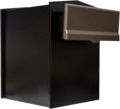 QualArc Liberty Rear Access Wall Mount Mail Collection Box with Bronze Letter Plate and 4" - 6" Adjustable Chute - Black