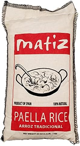 Matiz Valenciano Paella Rice from Spain (2.2 lbs.) Traditional Spanish Medium-Grain | Risotto, Arrow Negro, Seafood Dishes | Natural Flavor | Soy and Gluten Free