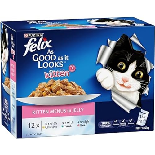 Purina Felix Kitten As Good As It Looks Kitten Menus in Jelly Wet Cat Food (85g, Pack of 12)