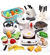 CUTE STONE 40PCS Pretend Play Kitchen Toys,Toy Cookwares with Spray Pressure Cooker,Electronic In...