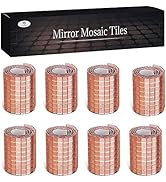 PP OPOUNT 3776 Pieces Self-Adhesive Mosaic Tiles, Rose-Gold Square Glass Mirrors Mosaic Tiles Mir...