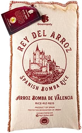 Gourmanity 2.2 lb Spanish Bomba Rice for Paella, Rey del Arroz Authentic Spanish Bomba Rice from Spain