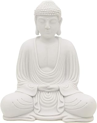 Serene Meditating Buddha Statue in White Finish for Indoor and Outdoor Use (White)