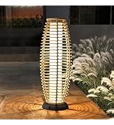 Solar Yard Outdoor Floor Lamp Patio Lights Solar Powered Lantern Weather-Resistant Wicker Deck Li...