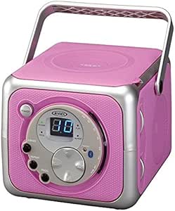 Jensen CD-555 Pink CD Bluetooth Boombox Portable Bluetooth Music System with CD Player +CD-R/RW &amp; FM Radio with Aux-in &amp; Headphone Jack Line-in Limited Edition (Pink)