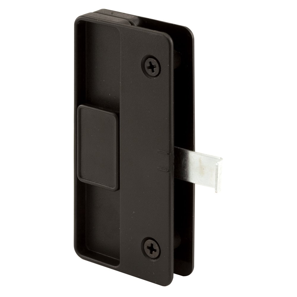 Prime-Line A 177 Sliding Screen Door Latch and Pull, 3 In. Hole Center, Black Plastic with Steel Latch, Mortise Install (Single Pack)