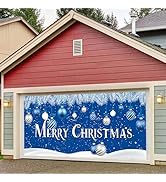 Rvikurc Christmas Garage Door Cover 7 x 16 ft Christmas Garage Door Banner Christmas Garage Decor...