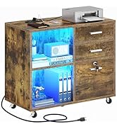 YITAHOME Wood File Cabinet, 3 Drawer Mobile Lateral Filing Cabinet, Storage Cabinet Printer Stand...