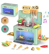 CUTE STONE Play Kitchen Toys, 2-IN-1 Kids Kitchen Playset with Oven& Stove, Realistic Spray/Light...