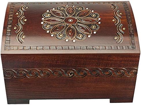 Enchanted World of Boxes Large Polish Wooden Chest Handmade Floral Jewelry Keepsake Box with Lock and Key