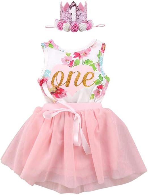 FYMNSI Newborn Baby Girl 1st Birthday Outfit First One Year Birthday ...