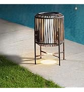 Solar Yard Mordern Floor Lamp-22 Outdoor&Indoor Decorative Light with Brown Resin Wicker, Integra...