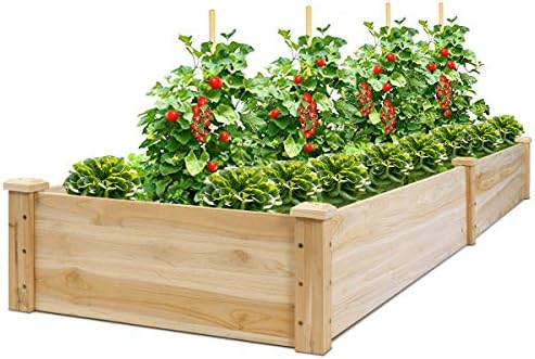 Giantex Raised Garden Bed Planter, Wooden Elevated Vegetable Planter Kit Box Grow for Patio Deck Balcony Outdoor Gardening, Natural