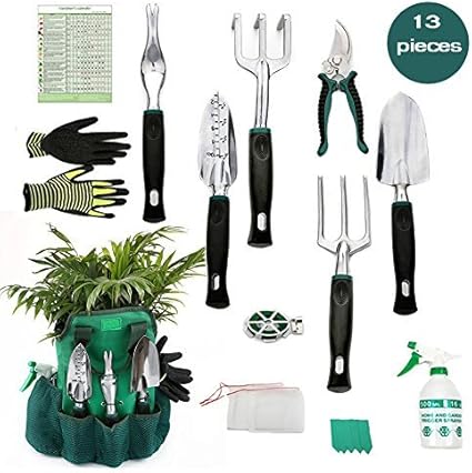 13 Piece Gardening Tool Set Garden Tools Garden Hand Tools Set Kit Ayuboom Gift For The Gardener Amazon De Garden