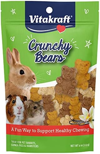 Vitakraft Crunchy Bears Small Animal Treat - Made with Real Vegetables - for Rabbits, Guinea Pigs, and Hamsters, Brown, 4.00 Ounce (Pack of 1)