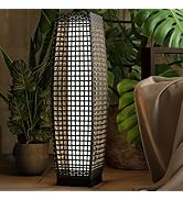 Grand patio Outdoor Floor Lamp Solar Powered Lantern Water-Resistant Wicker Deck Light for Garden...