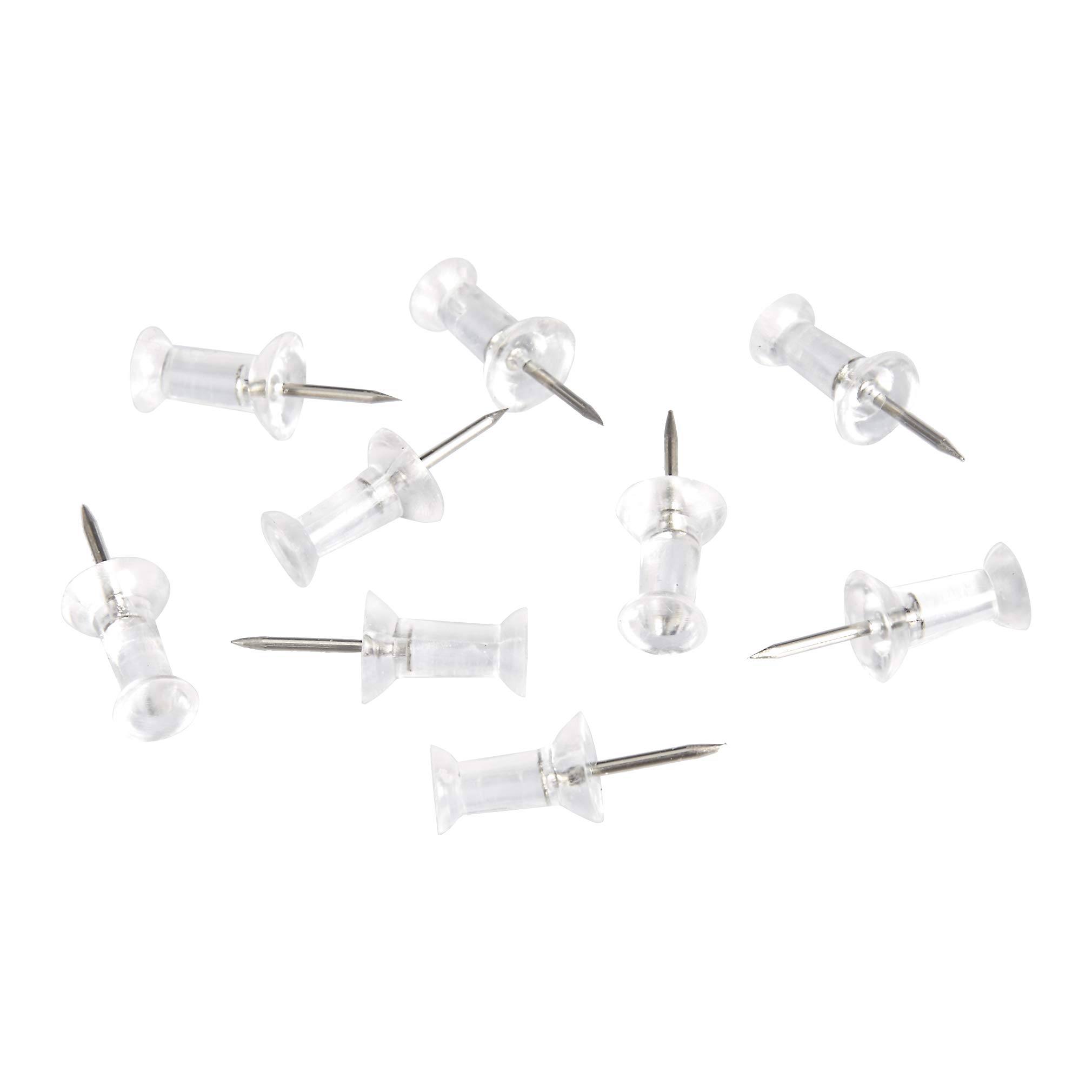 Amazon Basics Push Pins Tacks, Clear Plastic Head, Steel Point, 200-Pack