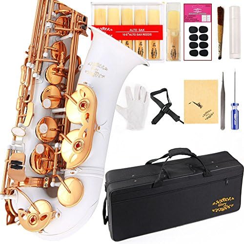 Glory White Laquer E Flat Alto Saxophone with 11reeds,8 Pads cushions,case,carekit