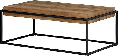 South Shore Mezzy Modern Industrial Coffee Table, Acacia Brown