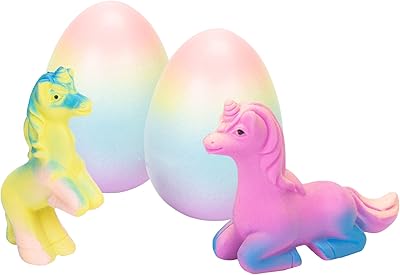 Set of 2 Surprise Growing Unicorn Hatching Extra Large Rainbow Egg Kids Toys, Assorted Colors