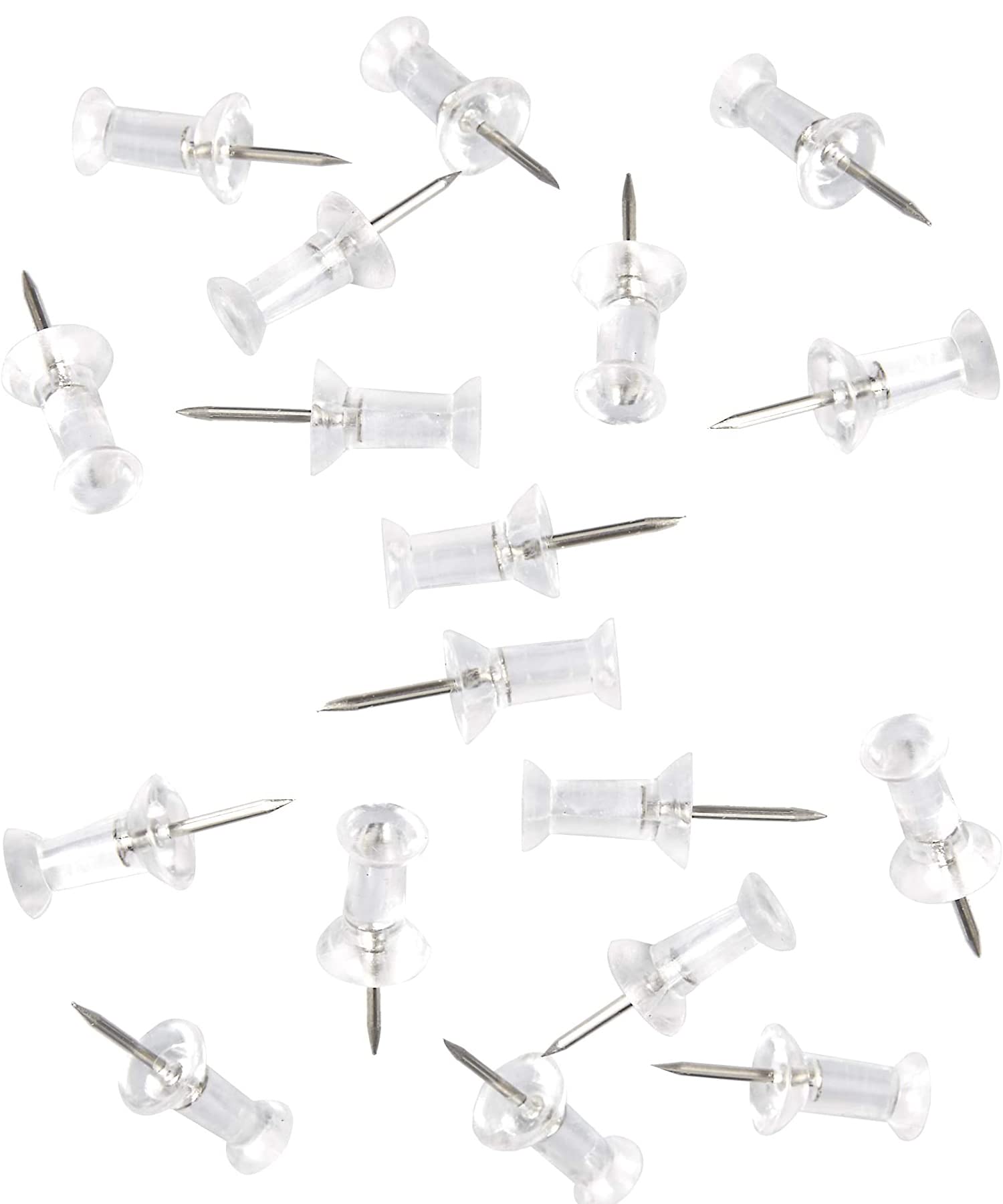 100-Pack Push Pins Tacks, Clear Plastic Head, Steel Point,Thumb Tacks for Wall Corkboard Map Calendar Photo -Home Office Craft Projects Heavy Duty Head Pin