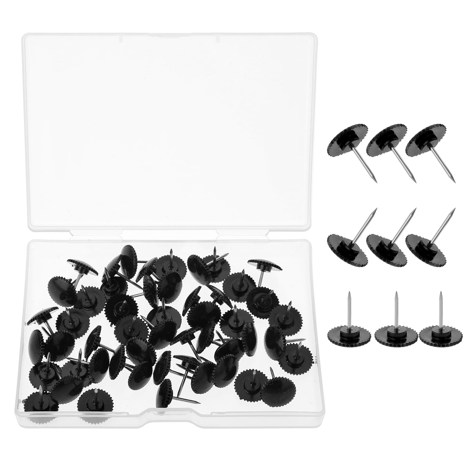 50 Pcs Black Push Pins for Cork Board, Thumb Tacks for Wall Hangings Decorative Pushpins for Bulletin Steel Point Cork Board Push Pins Board Flat Push Pins for Wall, Wall Pins for Hanging, Black